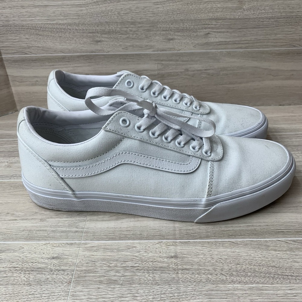 Vans Ward Men's White Canvas Low Top Skate Shoes Sneakers Size 10.5